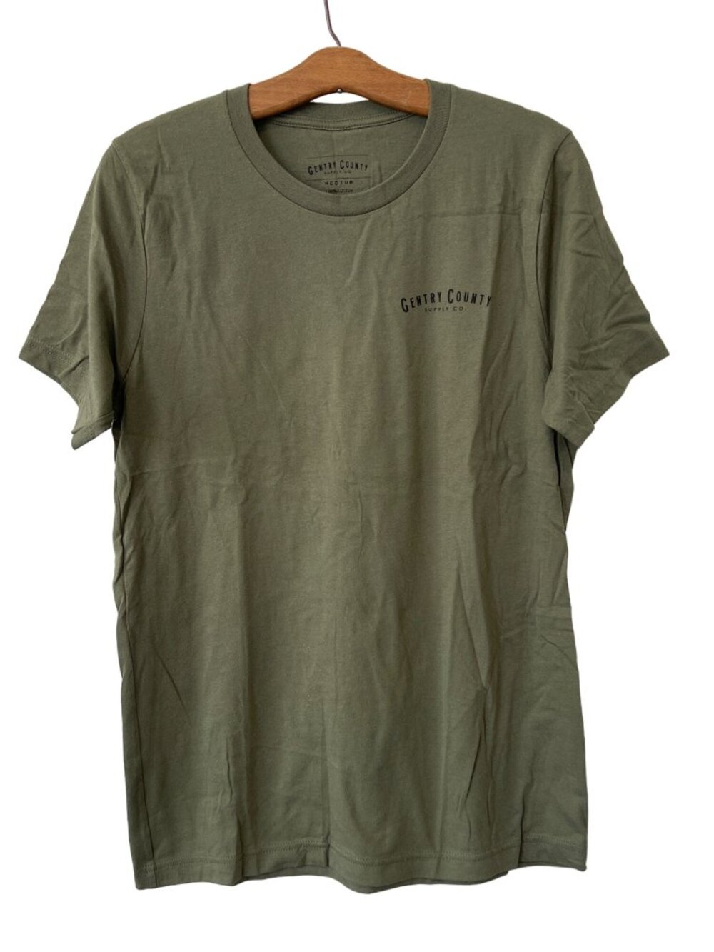Gentry County Supply Co. Graphic Tee Medium Short Sleeve Olive Green Basic Tee
